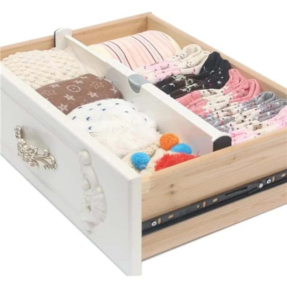 4 Pack Adjustable Dresser Drawer Dividers Organizers, Plastic Expandable Drawer